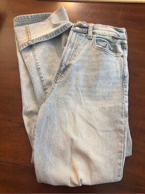 Cello Light Wash Distressed Straight Leg Cuffed Jeans Size 9